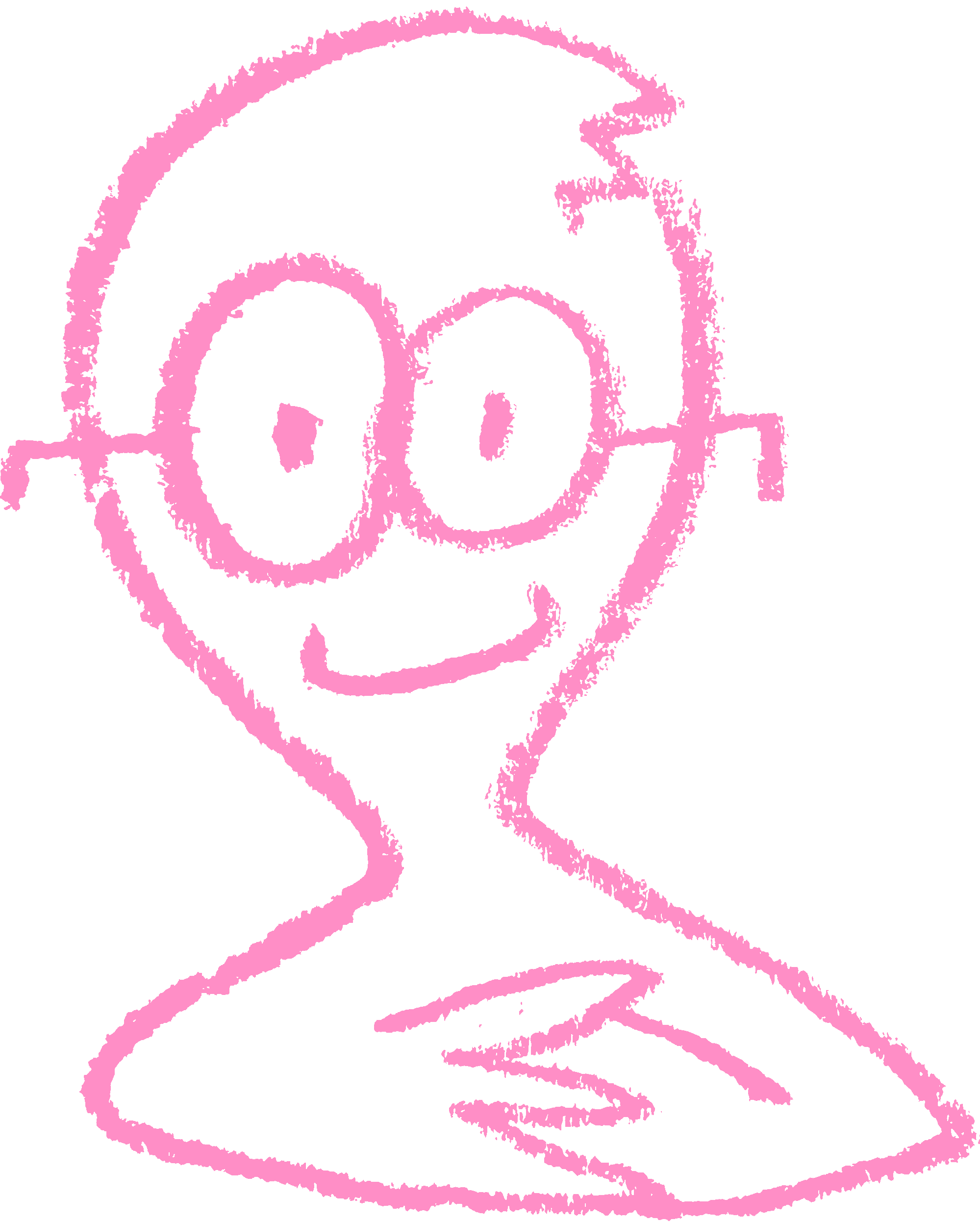 A drawing of Aljoscha, fingers interlaced, with short hair!