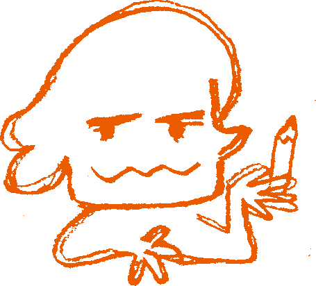 A drawing of Sammy, with a pencil between her fingers.