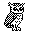 A black-and-white icon for hour number 3: owl