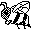 A black-and-white icon for hour number 14: bee