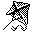 A black-and-white icon for hour number 19: kite