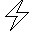 A black-and-white icon for hour number 21: lightning