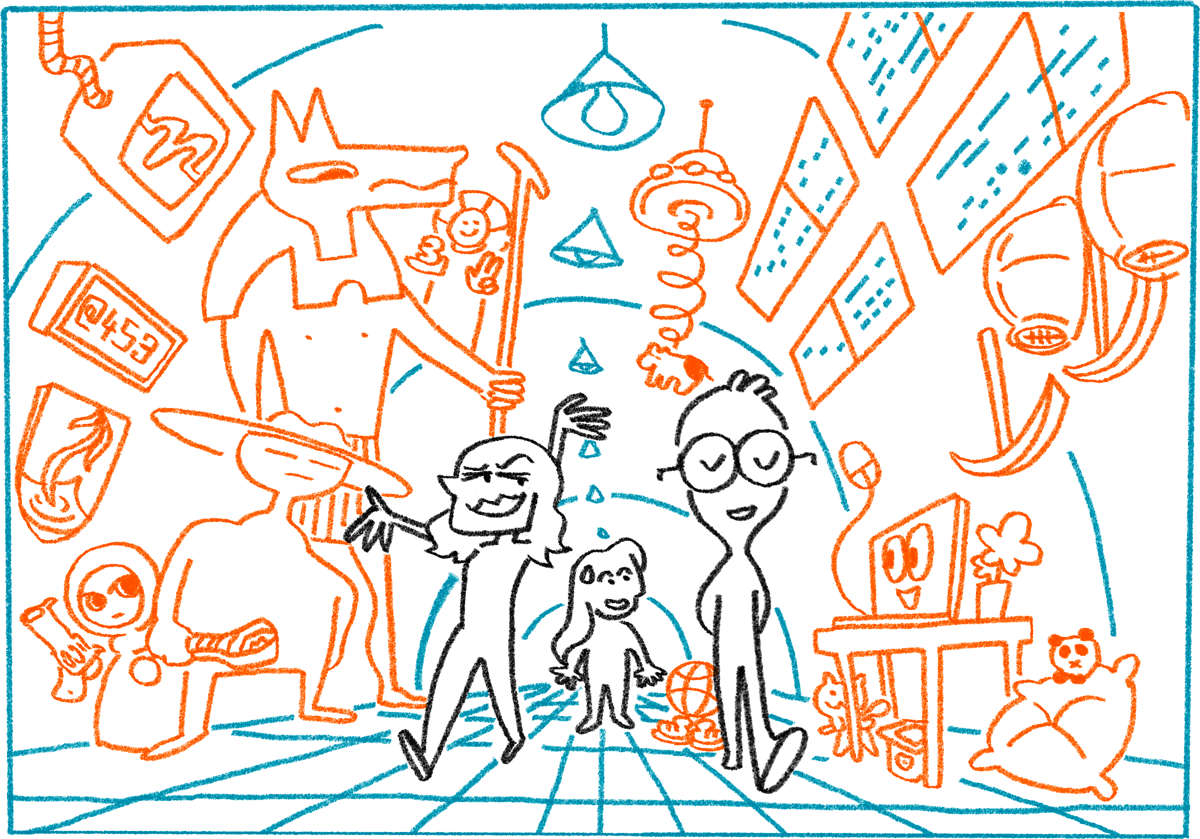 Sammy and Aljoscha walk a slightly bewildered Emmy down a tunnel full of references to the first year of worm-blossom.